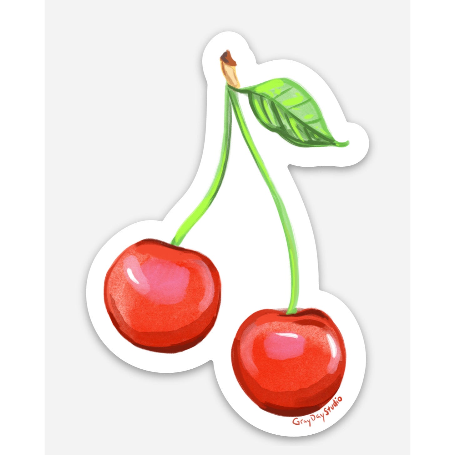 cherry illustrated sticker by Abigail Gray Swartz of GrayDayStudio