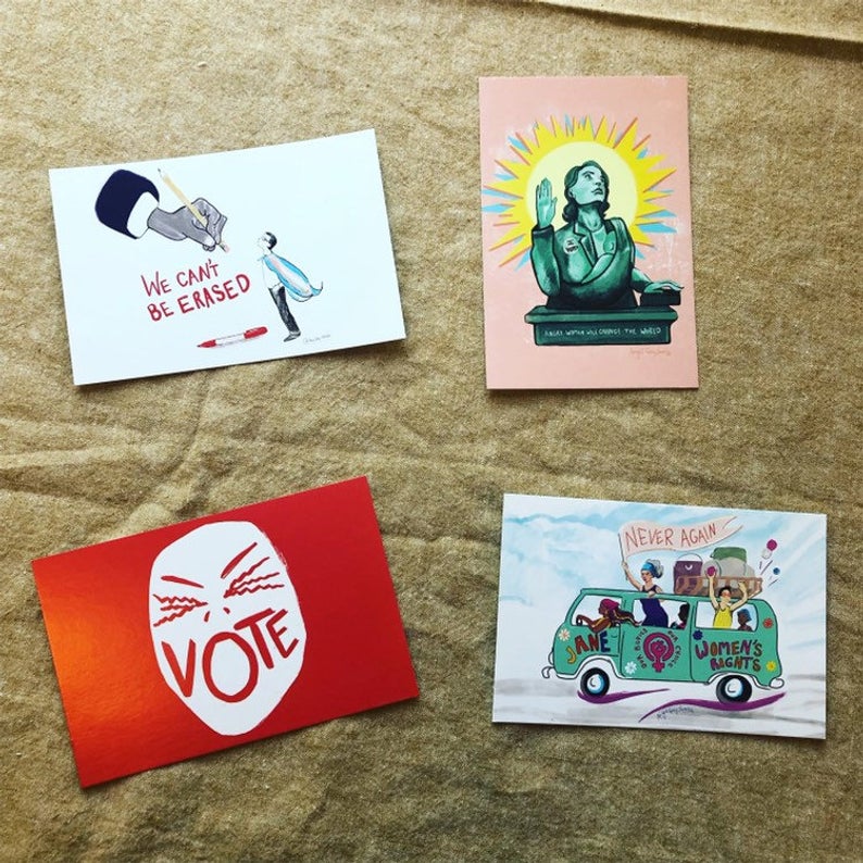 Set of 4 political postcards, write your representatives--Greeting Card