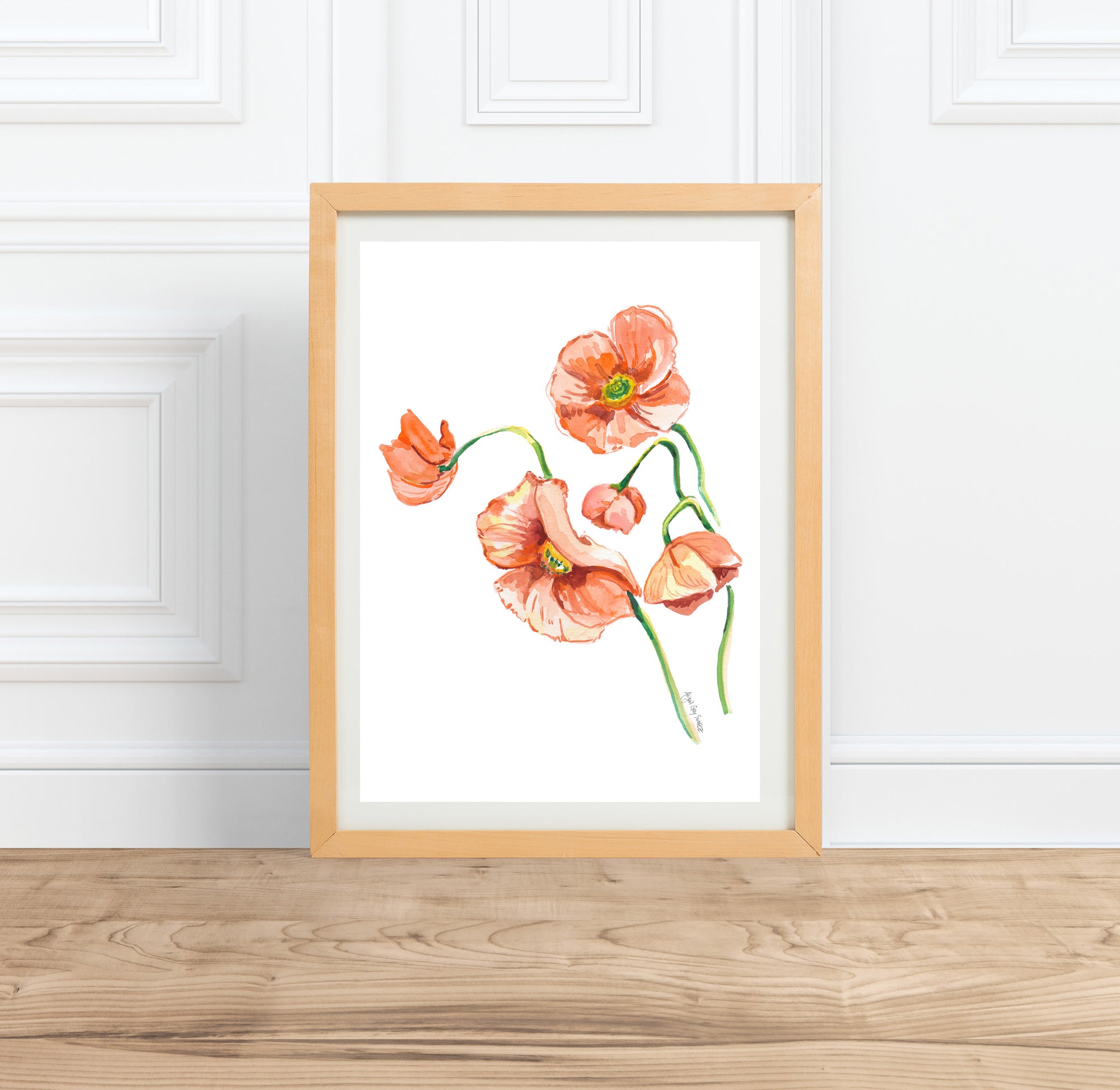 watercolor floral painting poppies print