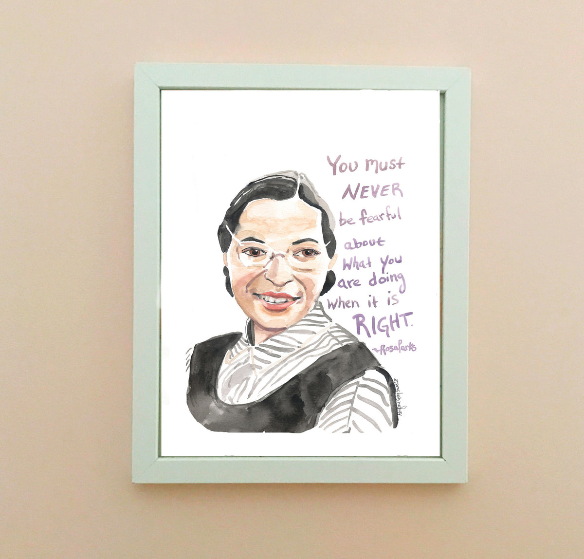 Rosa Parks, portrait and inspiring quote