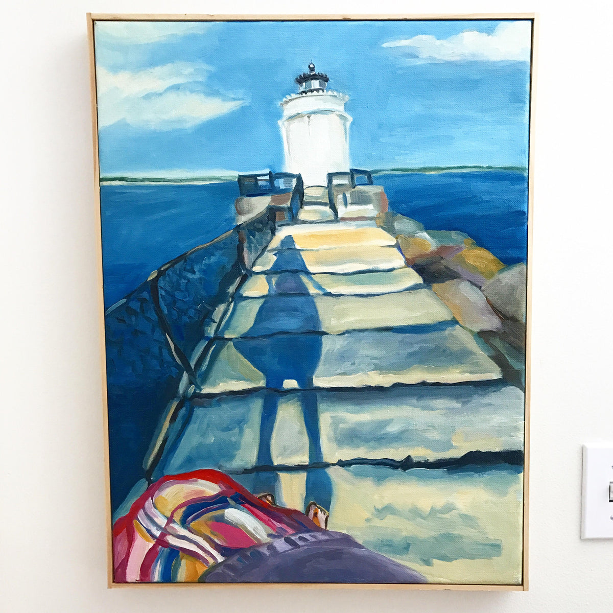 SALE Silhouette at Bug Light, Original Oil Painting, Maine lighthouse